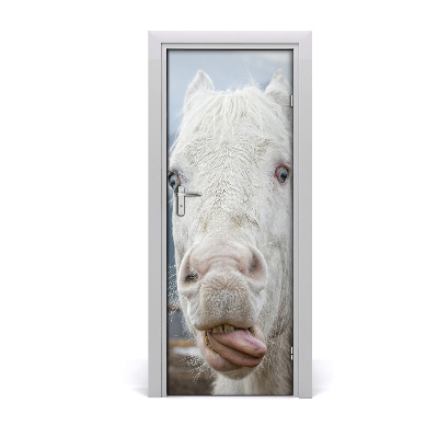 Adesivo per porta Crazy White Horse