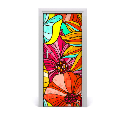 Adesivo per porta Fiori colorati