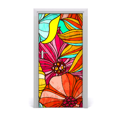 Adesivo per porta Fiori colorati