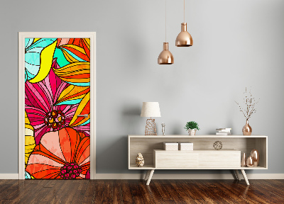 Adesivo per porta Fiori colorati