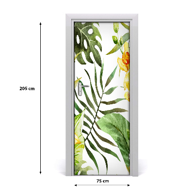 Adesivo per porta interna Fiori tropicali