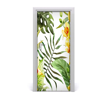 Adesivo per porta interna Fiori tropicali