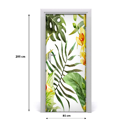 Adesivo per porta interna Fiori tropicali