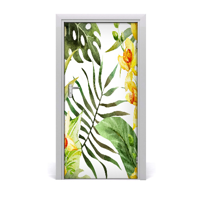 Adesivo per porta interna Fiori tropicali