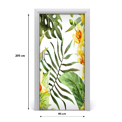 Adesivo per porta interna Fiori tropicali