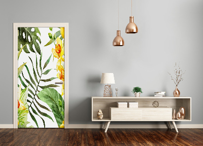 Adesivo per porta interna Fiori tropicali
