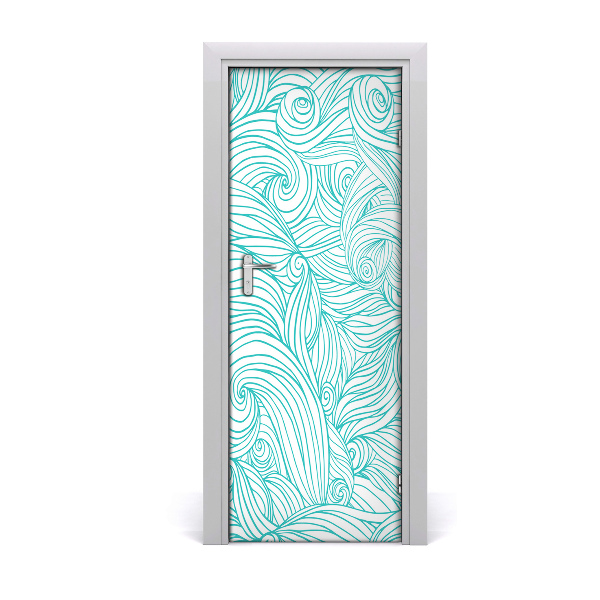 Adesivo per porta Onde blu