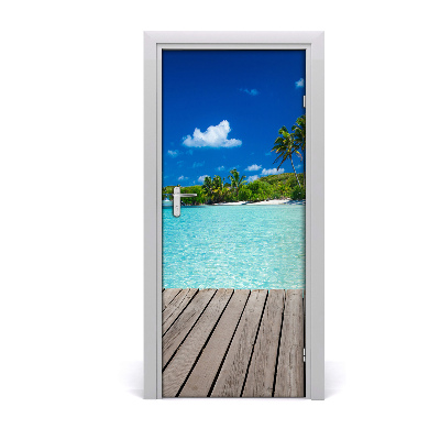 Adesivo per porta Spiaggia tropicale