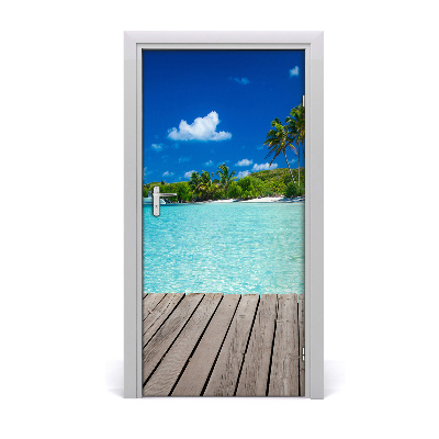 Adesivo per porta Spiaggia tropicale