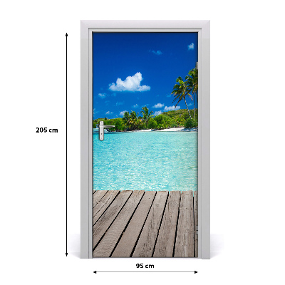Adesivo per porta Spiaggia tropicale