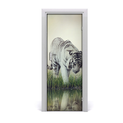 Adesivo per porta tigre bianca