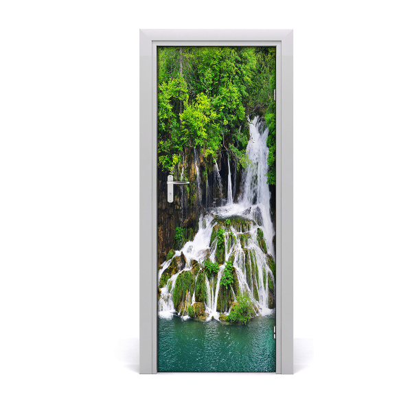 Adesivo per porta Cascata nella foresta