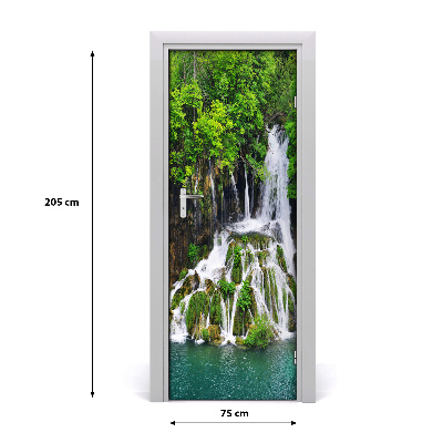 Adesivo per porta Cascata nella foresta