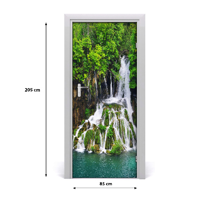 Adesivo per porta Cascata nella foresta