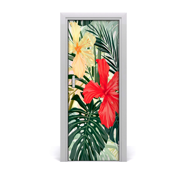 Adesivo per porta Fiori hawaiani