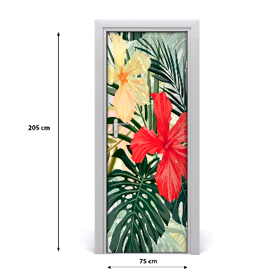 Adesivo per porta Fiori hawaiani