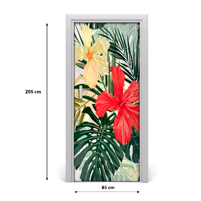 Adesivo per porta Fiori hawaiani