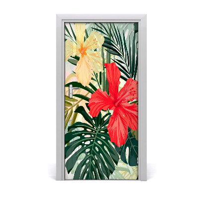 Adesivo per porta Fiori hawaiani