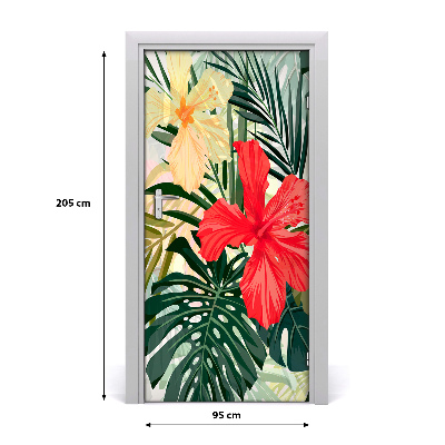 Adesivo per porta Fiori hawaiani
