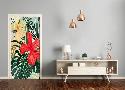 Adesivo per porta Fiori hawaiani
