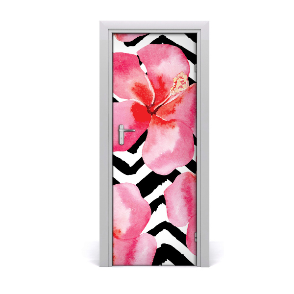 Adesivo per porta Fiori hawaiani