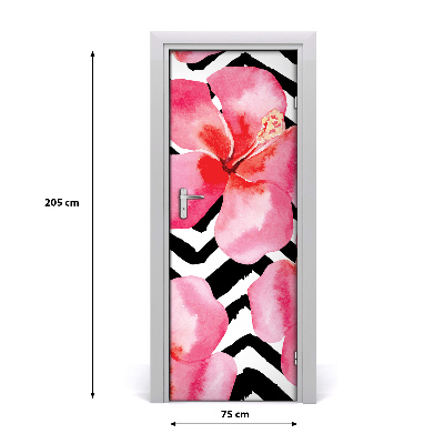 Adesivo per porta Fiori hawaiani