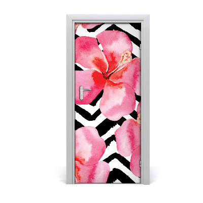Adesivo per porta Fiori hawaiani