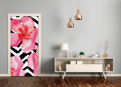 Adesivo per porta Fiori hawaiani