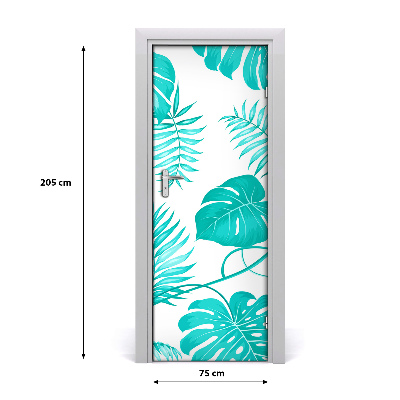 Adesivo per porta interna Foglie tropicali