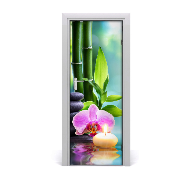 Poster adesivo per porta Orchidea e bamb?
