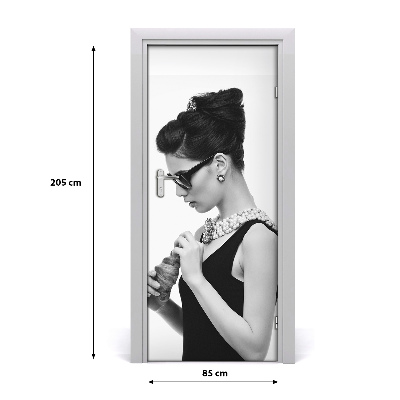 Adesivo per porta Donna con occhiali