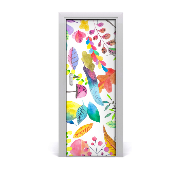 Sticker porta Foglie e funghi