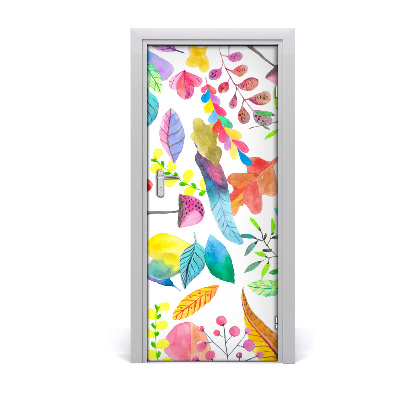 Sticker porta Foglie e funghi