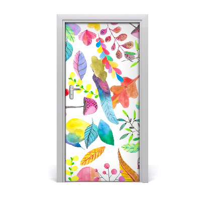 Sticker porta Foglie e funghi