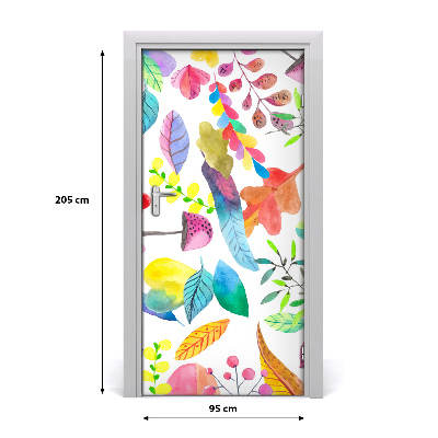 Sticker porta Foglie e funghi