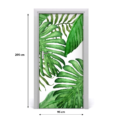 Adesivo per porta Foglie tropicali