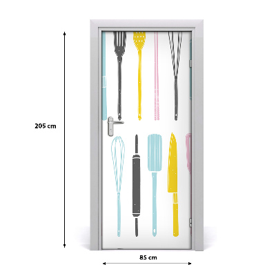 Poster adesivo per porta Utensili da cucina