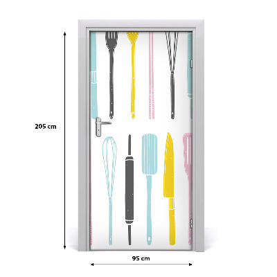 Poster adesivo per porta Utensili da cucina