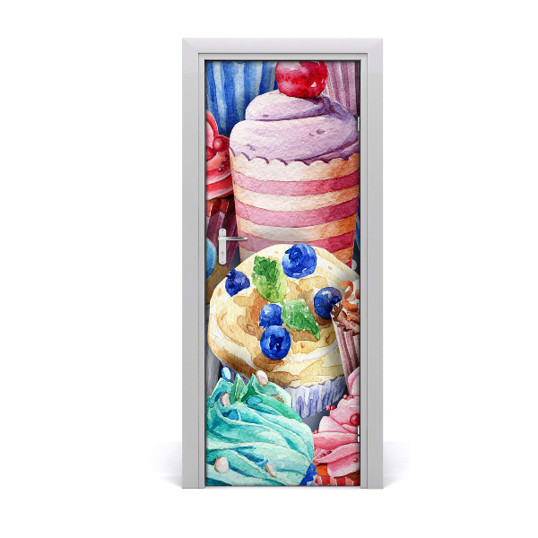 Poster adesivo per porta Muffin colorati
