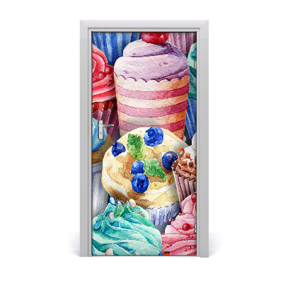 Poster adesivo per porta Muffin colorati