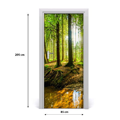 Adesivo per porta interna Flusso nella foresta