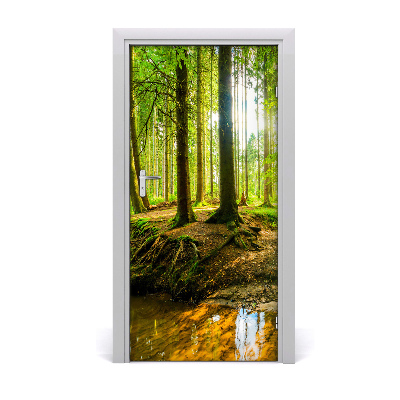 Adesivo per porta interna Flusso nella foresta