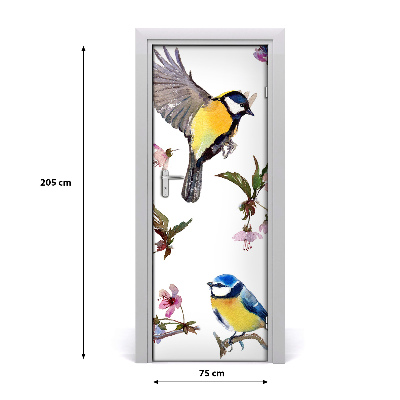 Adesivo per porta interna Uccelli e fiori