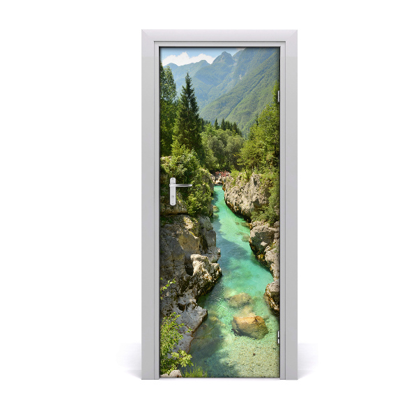 Adesivo per porta ruscello di montagna
