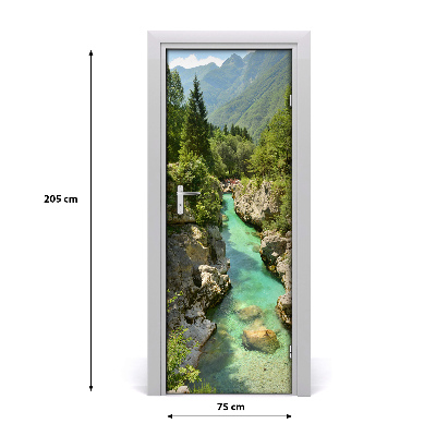 Adesivo per porta ruscello di montagna
