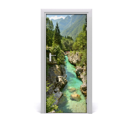 Adesivo per porta ruscello di montagna