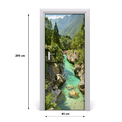 Adesivo per porta ruscello di montagna