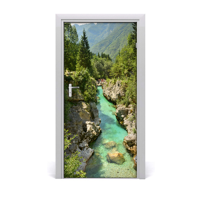 Adesivo per porta ruscello di montagna