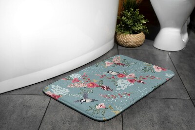 Tappeto bagno moderno Fiori uccelli