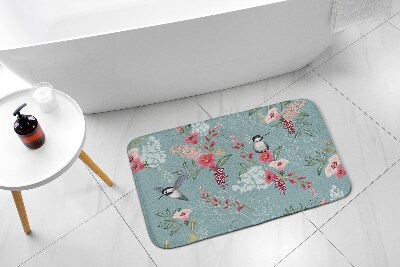 Tappeto bagno moderno Fiori uccelli